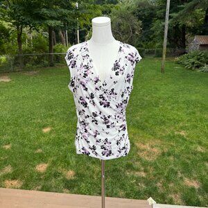 WHBM V-Neck Faux Wrap Sleeveless Top Medium Excellent Condition